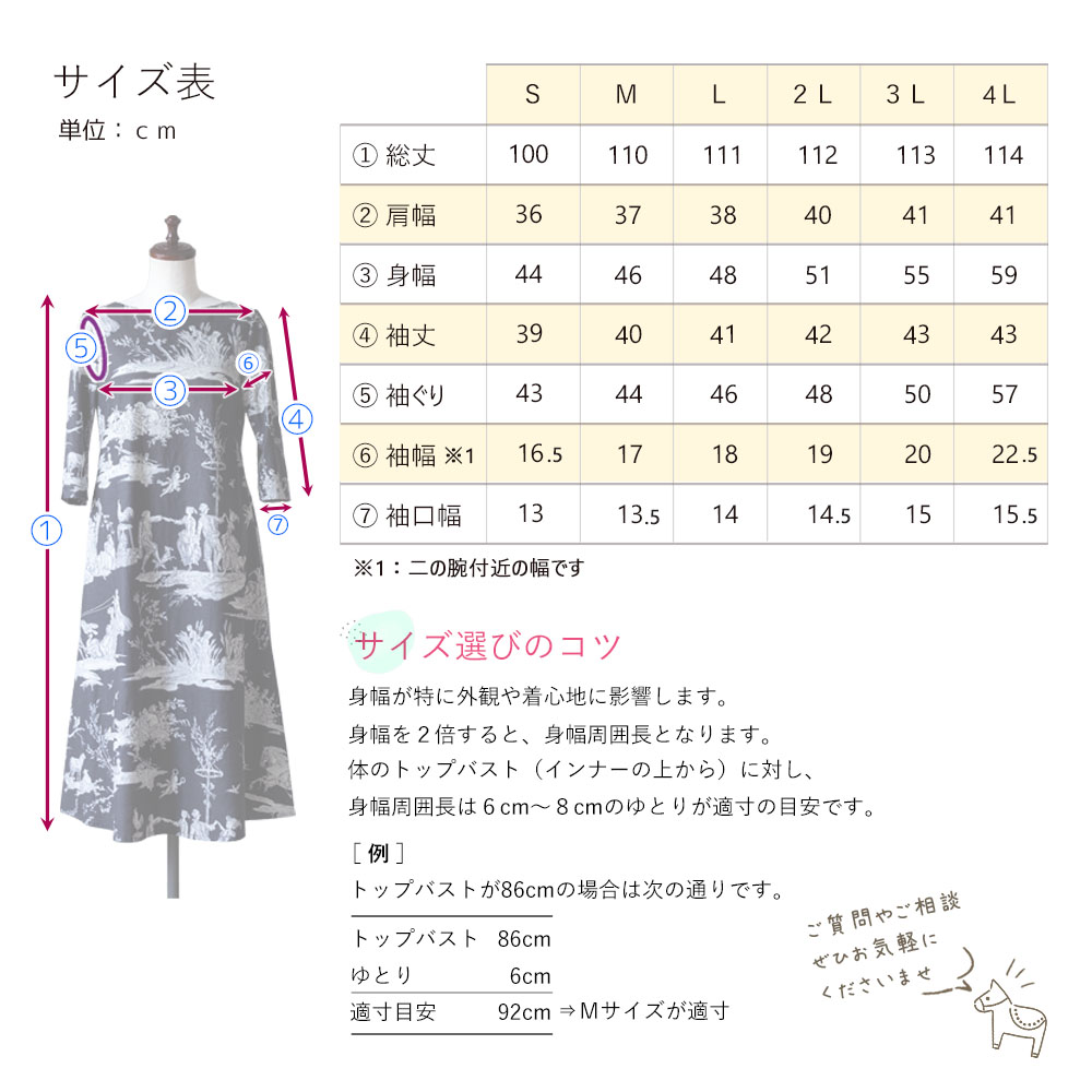 トワル・ド・ジュイ ルーラル・ジャルダン仕立て クレールAラインワンピース